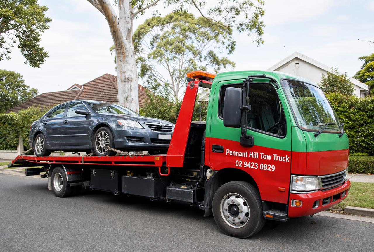 Pennant Hill Tow Truck flatbed loading a car in Pennant Hills